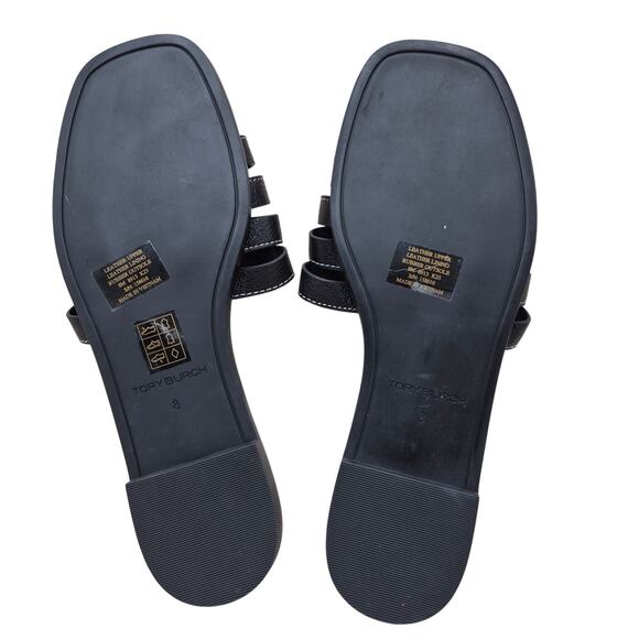 Tory Burch Ines Cage slide sandal in black leather Women's size 8 - Picture 3 of 4